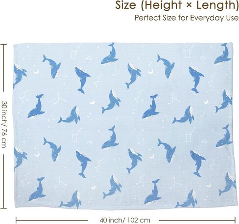 Whale Baby Blankets for Boys Girls, Soft Nursery Minky Blankets with Muslin and Dotted Fleece Back 30x40 inches, Receiving Bed Quilt for Newborn, Infants, Toddlers in Kuwait