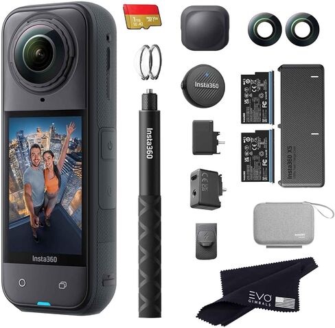 Insta360 X5 Pro Bundle-8K Waterproof 360 Action Camera|Bundle Includes Selfie Stick, 2 Batteries,Charger, Lens Guards, Lens Cap, Case, Mic Air, Mic Adapter, Quick Reader, Lens Kits, USB Cover (512GB) in Saudi Arabia