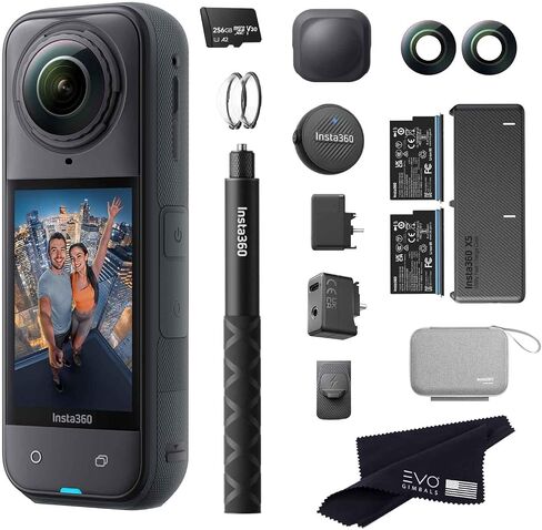 Insta360 X5 Pro Bundle-8K Waterproof 360 Action Camera|Bundle Includes Selfie Stick, 2 Batteries,Charger, Lens Guards, Lens Cap, Case, Mic Air, Mic Adapter, Quick Reader, Lens Kits, USB Cover (512GB) in Saudi Arabia