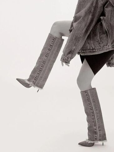 غوليتا للنساء الخناجر الكعب الكعب العالي مدببة إصبع القدمين على أضعاف على الأحذية للنساء خياطة أحذية اللباس المريح من الجلد in Kuwait