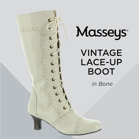 Masseys Women's Vintage Lace-Up Mid-Calf Leather Boot in Saudi Arabia