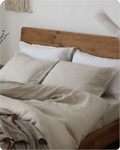 XZ XIFA White Linen Duvet Cover Queen Size Bedding,100% Natural French Flax, Breathable & Durable Cooling Duvet Cover Sets 3pcs-1 Duvet Cover and 2 Pillowcases in Saudi Arabia