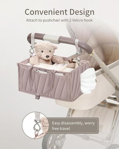 منظم CADDY DIAPER ، منظم الإمداد الفني-سلة تخزين رمادية الكل في واحد مع مقصورات ، مقاطع جيب ومقاطع عربات-يجب أن يكون منظمًا للحضانة أو الطاولة المتغيرة أو السجل أو الهدية in Saudi Arabia