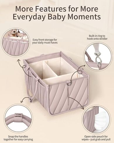 منظم CADDY DIAPER ، منظم الإمداد الفني-سلة تخزين رمادية الكل في واحد مع مقصورات ، مقاطع جيب ومقاطع عربات-يجب أن يكون منظمًا للحضانة أو الطاولة المتغيرة أو السجل أو الهدية in Saudi Arabia