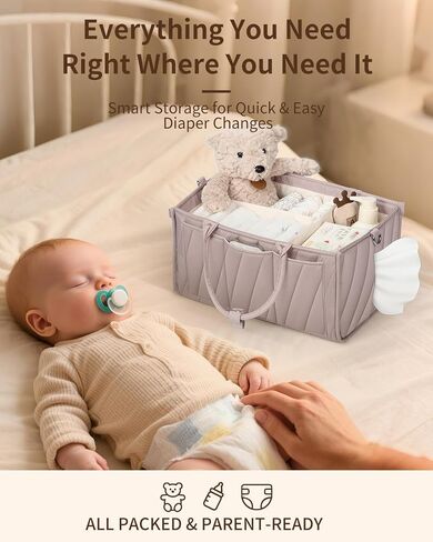 منظم CADDY DIAPER ، منظم الإمداد الفني-سلة تخزين رمادية الكل في واحد مع مقصورات ، مقاطع جيب ومقاطع عربات-يجب أن يكون منظمًا للحضانة أو الطاولة المتغيرة أو السجل أو الهدية in Saudi Arabia