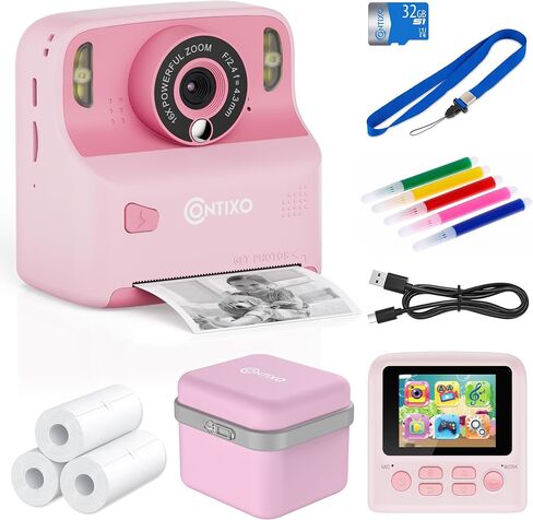 Contixo KC2A Kids Kids Instant Print مع شاشة 2.4 بوصة ، صورة 12 ميجابكسل ، فيديو 1080 بكسل ، 3 لفات الطباعة ، مشغل mp3 ، شحن النوع C-هدية الكاميرا الرقمية الممتعة للفتيات والفتيان الذين تتراوح أعمارهم بين 4-12 الأزرق in Saudi Arabia