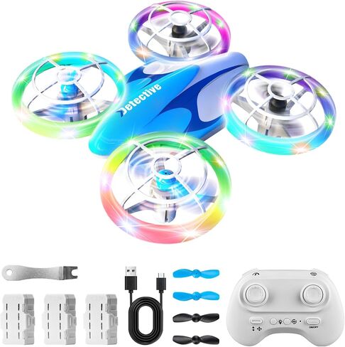 053DRONE للأطفال ، LED LED RC DRONE ، Kids Drone للمبتدئين ، التقلبات ثلاثية الأبعاد ، تعليق الارتفاع ، Propeller Full Protect ، لعبة Mini Drone مع 3 بطاريات ، لعبة هدية رائعة للبنين والبنات in Saudi Arabia