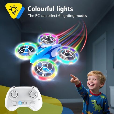 053DRONE للأطفال ، LED LED RC DRONE ، Kids Drone للمبتدئين ، التقلبات ثلاثية الأبعاد ، تعليق الارتفاع ، Propeller Full Protect ، لعبة Mini Drone مع 3 بطاريات ، لعبة هدية رائعة للبنين والبنات in Saudi Arabia