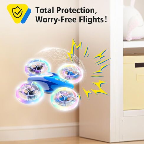 053DRONE للأطفال ، LED LED RC DRONE ، Kids Drone للمبتدئين ، التقلبات ثلاثية الأبعاد ، تعليق الارتفاع ، Propeller Full Protect ، لعبة Mini Drone مع 3 بطاريات ، لعبة هدية رائعة للبنين والبنات in Saudi Arabia