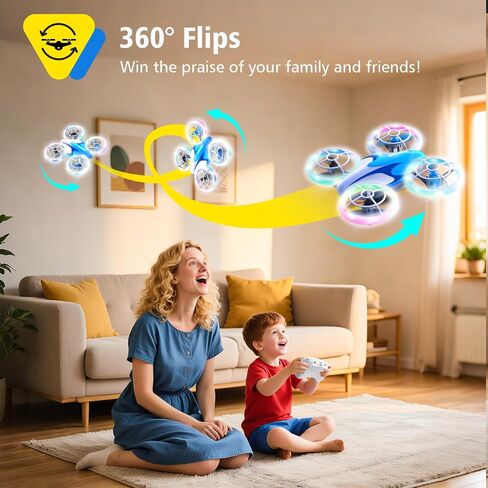 053DRONE للأطفال ، LED LED RC DRONE ، Kids Drone للمبتدئين ، التقلبات ثلاثية الأبعاد ، تعليق الارتفاع ، Propeller Full Protect ، لعبة Mini Drone مع 3 بطاريات ، لعبة هدية رائعة للبنين والبنات in Saudi Arabia