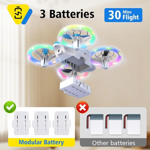 053DRONE للأطفال ، LED LED RC DRONE ، Kids Drone للمبتدئين ، التقلبات ثلاثية الأبعاد ، تعليق الارتفاع ، Propeller Full Protect ، لعبة Mini Drone مع 3 بطاريات ، لعبة هدية رائعة للبنين والبنات in Saudi Arabia