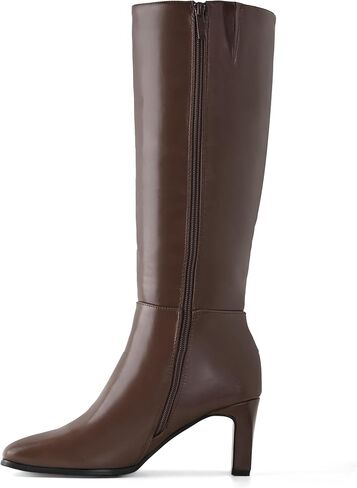 Shoe'N Tale Women's Knee High Boots Chunky Block Heel Square Toe Tall Boots with Side Zipper in Saudi Arabia