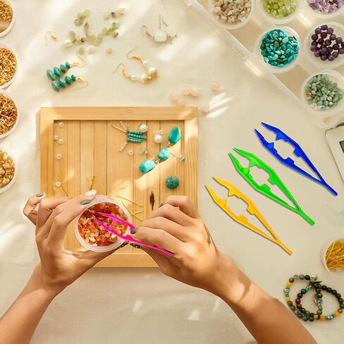 30PCS Plastic Tweezers 5 Assorted Colors Craft Forceps Tools for Handmade DIY Creative Beading Projects Jewelry Making Kids Adult Home Classroom School in Saudi Arabia