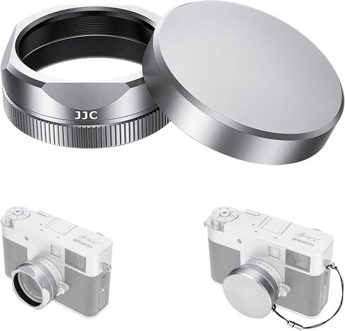 Metal Square X Half Lens Hood Sun Shade with Lens Cap for Fuji Fujifilm X Half Xhalf Digital Camera, Protective Cover Shading Hood Protector, Block Stray Light Reduce Flare - Silver in Saudi Arabia