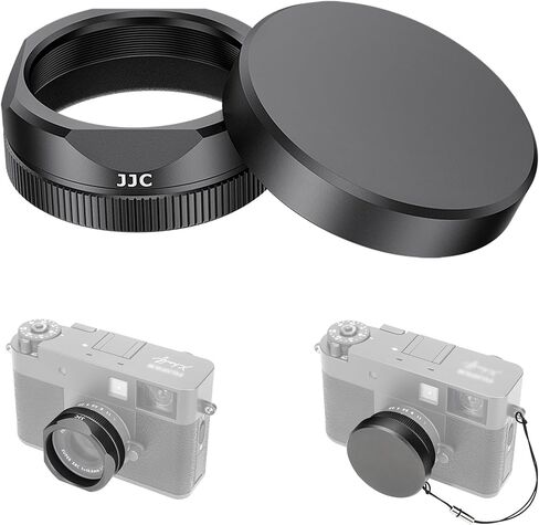 Metal Square X Half Lens Had Hood Sun مع غطاء عدسة لفوجي Fujifilm X Half Xhalf Digital Camera ، واقي غطاء محرك غطاء واقية ، ومسطح ضريح كتلة تقليل التوهج - رمادي داكن in Saudi Arabia