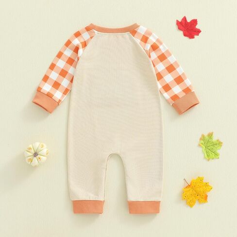 Kuriozud Newborn Baby Boy Thanksgiving Outfit Little Turkey Romper Long Sleeve Jumpsuit Infant Boy Fall Clothes in Saudi Arabia