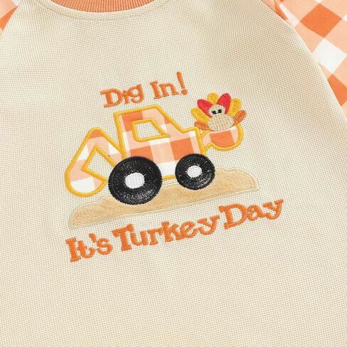 Kuriozud Newborn Baby Boy Thanksgiving Outfit Little Turkey Romper Long Sleeve Jumpsuit Infant Boy Fall Clothes in Saudi Arabia