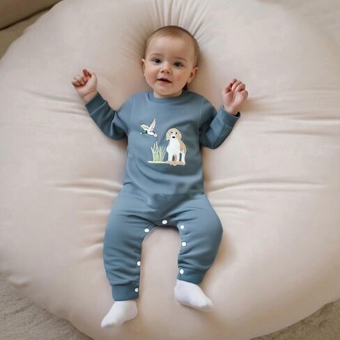 SAYOO Infant Baby Boy Girl Mallard Duck Romper Jumpsuit Green Duck Embroidery One Piece Waffle Overalls Hunting Baby Clothes in Saudi Arabia