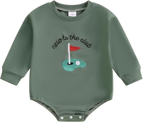 Baby Boy Girl Golf Outfit Long Sleeve New to the Golf Club Bubble Romper Fall Winter Baby Shower Photoshoots Outfit in Saudi Arabia