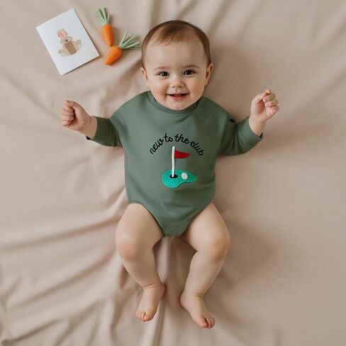 Baby Boy Girl Golf Outfit Long Sleeve New to the Golf Club Bubble Romper Fall Winter Baby Shower Photoshoots Outfit in Saudi Arabia