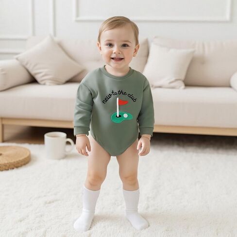 Baby Boy Girl Golf Outfit Long Sleeve New to the Golf Club Bubble Romper Fall Winter Baby Shower Photoshoots Outfit in Saudi Arabia