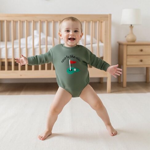 Baby Boy Girl Golf Outfit Long Sleeve New to the Golf Club Bubble Romper Fall Winter Baby Shower Photoshoots Outfit in Saudi Arabia