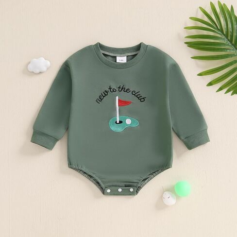 Baby Boy Girl Golf Outfit Long Sleeve New to the Golf Club Bubble Romper Fall Winter Baby Shower Photoshoots Outfit in Saudi Arabia