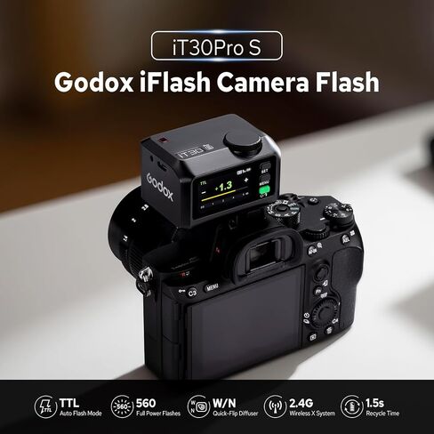 GODOX IT30Pro S Flash for Sony, 560 Full-Power TTL Camera Flash Fast Charging Full-Color Touchscreen Mini Flash with 2.4GHz X System 1.5s Recycle Time Quick Mount & Release Flashes for Photography in Saudi Arabia