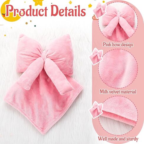 Breling Pink Coquette Bow Security Blanket Soft Baby Fluffy Blanket Unisex Stuffed Gift for Newborn Infant Toddler Boys and Girls, 13. 78 Inch in Saudi Arabia