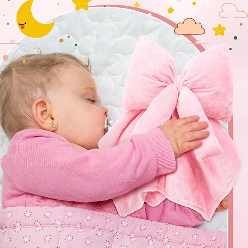 Breling Pink Coquette Bow Security Blanket Soft Baby Fluffy Blanket Unisex Stuffed Gift for Newborn Infant Toddler Boys and Girls, 13. 78 Inch in Saudi Arabia