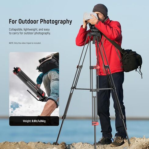 NEEWER 74" Video Tripod with Fluid Head & Damping Control, Aluminum Heavy Duty Camera Stand Professional with QR Plate for DSLR Camcorders for Video Recording, Cleaning Cloth, Max Load 17.6 lbs, TP74 in Saudi Arabia