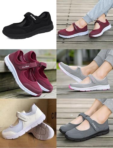 Women's Orthopedic Walking Nurse Shoes,Comfortable Breathable Mesh Non-Slip Diabetes Casual Nursing Mary Janes Sneaker in Kuwait