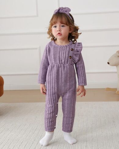 Saeaby Infant Baby Girl Clothes Newborn Girl Romper Fall Winter Outfit Ruffle Long Sleeve Jumpsuit Romper Cute Girls Outfit in Saudi Arabia