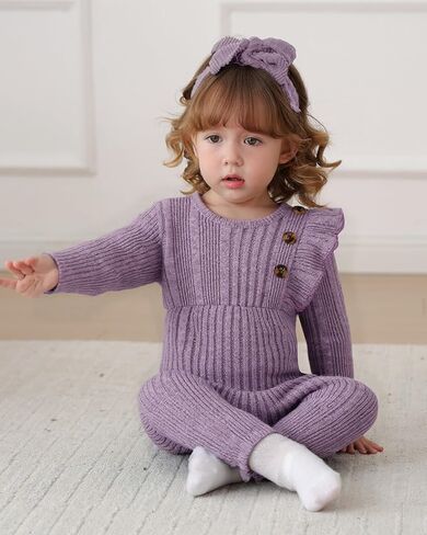 Saeaby Infant Baby Girl Clothes Newborn Girl Romper Fall Winter Outfit Ruffle Long Sleeve Jumpsuit Romper Cute Girls Outfit in Saudi Arabia