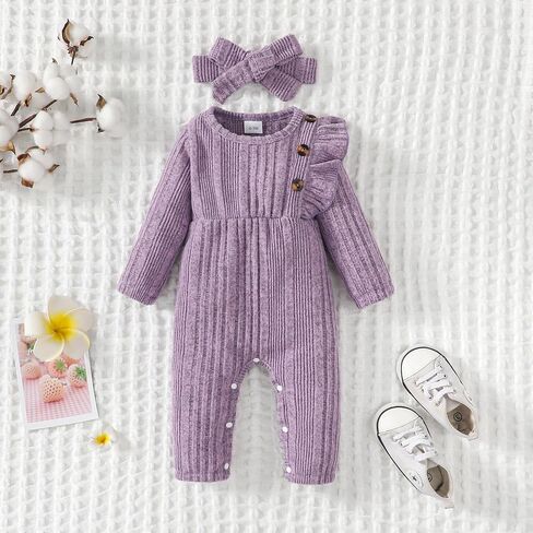 Saeaby Infant Baby Girl Clothes Newborn Girl Romper Fall Winter Outfit Ruffle Long Sleeve Jumpsuit Romper Cute Girls Outfit in Saudi Arabia