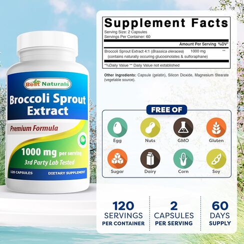 Best Naturals Broccoli Sprouts Extract, 1000 mg, 120 Count in Saudi Arabia