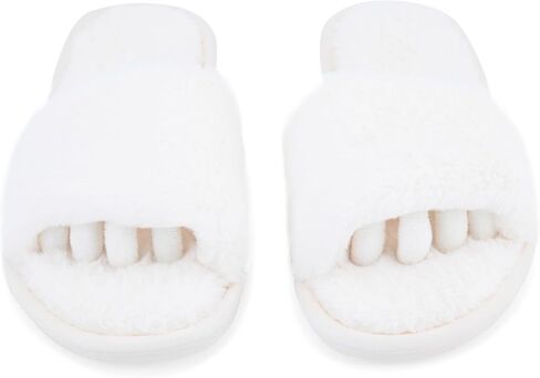 Fuzzy House Slippers for Women - Soft & Comfortable Womens Slippers with Open Toe Separators - Cute All Day Wear Casual Slip on Ladies Footwear for Indoor & Outdoor in Kuwait