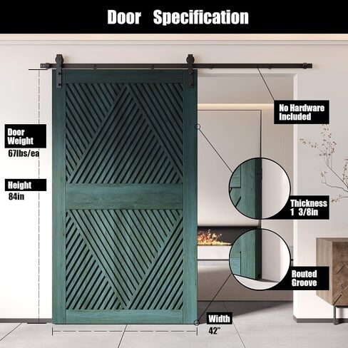 Homacer 32 in. x 84 in. Diamond Design Royal Pine Finished & Unassembled Pine Wood Barn Door (Interior Use Only) in Saudi Arabia
