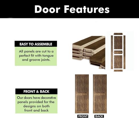 Homacer 42 in. x 84 in. Diamond Design Dark Walnut Finished & Unassembled Pine Wood Barn Door (Interior Use Only) in Kuwait