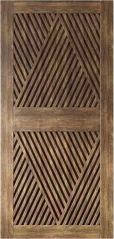 Homacer 42 in. x 84 in. Diamond Design Dark Walnut Finished & Unassembled Pine Wood Barn Door (Interior Use Only) in Kuwait