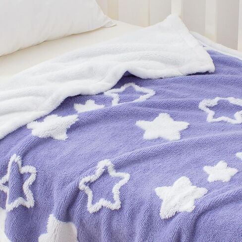 Baby Blanket for Toddlers, Reversible Star Jacquard Ultra Soft Shaggy Fleece Swaddle Receiving Cozy Double-Sided Nursery Bed Blanket for Unisex Baby Infants Stroller Crib Bedding, 33x43 Inches, Pink in Saudi Arabia