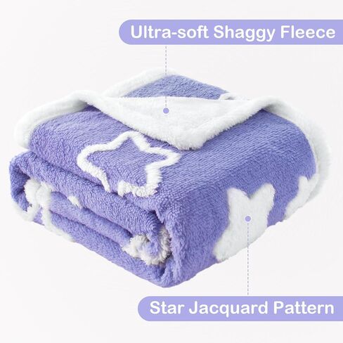 Baby Blanket for Toddlers, Reversible Star Jacquard Ultra Soft Shaggy Fleece Swaddle Receiving Cozy Double-Sided Nursery Bed Blanket for Unisex Baby Infants Stroller Crib Bedding, 33x43 Inches, Pink in Saudi Arabia