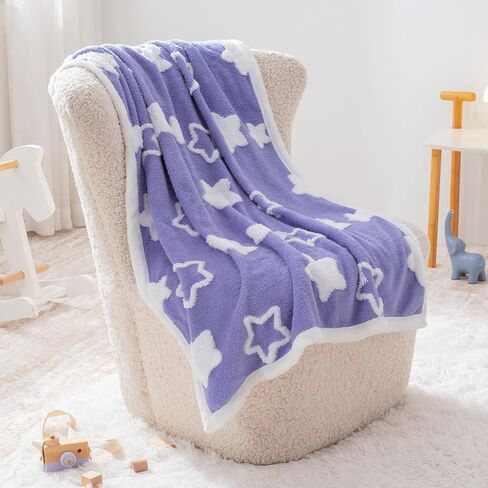 Baby Blanket for Toddlers, Reversible Star Jacquard Ultra Soft Shaggy Fleece Swaddle Receiving Cozy Double-Sided Nursery Bed Blanket for Unisex Baby Infants Stroller Crib Bedding, 33x43 Inches, Pink in Saudi Arabia