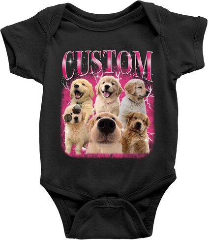 Custom Baby Onesie with Your Photo, Bootleg Rap Style, Personalized Infant Bodysuit, Newborn Outfit for Boys or Girls in Saudi Arabia