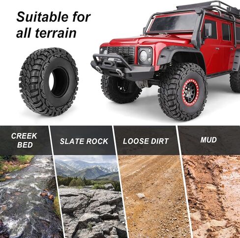 إطارات Hobbypark بطول 4.4 بوصة RC 1.9 RC زاحفة من المطاط الناعم قبضة جيدة لمقياس 1/10 TRX4 المحوري SCX10 Redcat Gen 8 RC4WD Rocks Mud Dirt تناسب 1.9 عجلات خرز مع رغوة، 4 قطع in Saudi Arabia