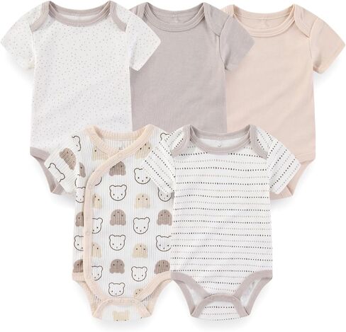 طفل رضيع فتاة bodysuit 5 حزمة القطن قصير الأكمام رومبير ناعم ملابس ملابس ملابس من 0 إلى 12 شهر in Kuwait