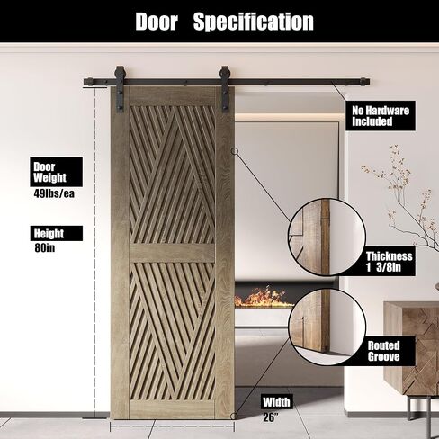 Homacer 30 in. x 80 in. Diamond Design Classic Gray Finished & Unassembled Pine Wood Barn Door (Interior Use Only) in Saudi Arabia