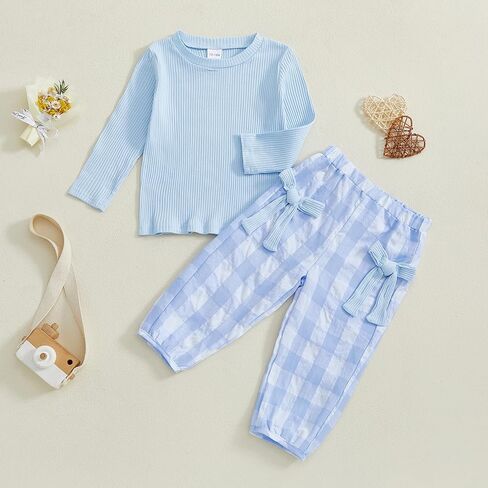 kaipiclos طفل طفل طفلة ملابس ضلع قميص طويل الأكمام قميص وقوس منقوشة 12 18 شهرًا in Kuwait