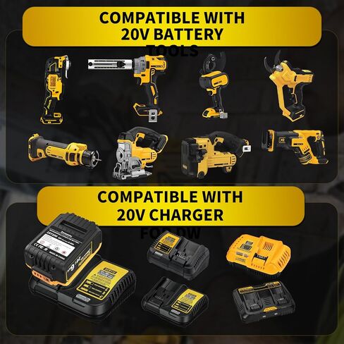 2Pack 20V 6.0AH MAX بطارية متوافقة مع DEWALT DCB200 DCD/DCF/DCG Series الأدوات والشحن (البطارية غير الأصلية) in Saudi Arabia
