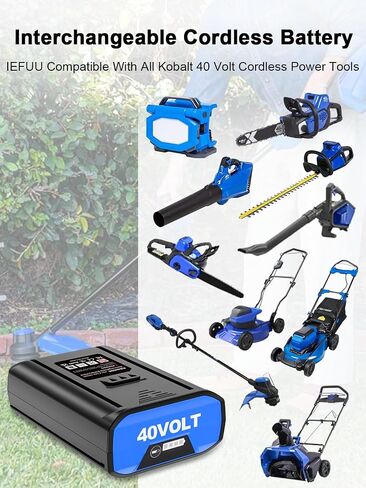 IEFUU Compatible with Kobalt 40V Battery 4.0Ah KB 240-06 KB 2540C-06 KB 640-03 KB 440-03 Rechargeable Lithium Ion Cordless Power Equipment Batteries, Compatible with All Kobalt 40 Volt max Power Tools in Saudi Arabia